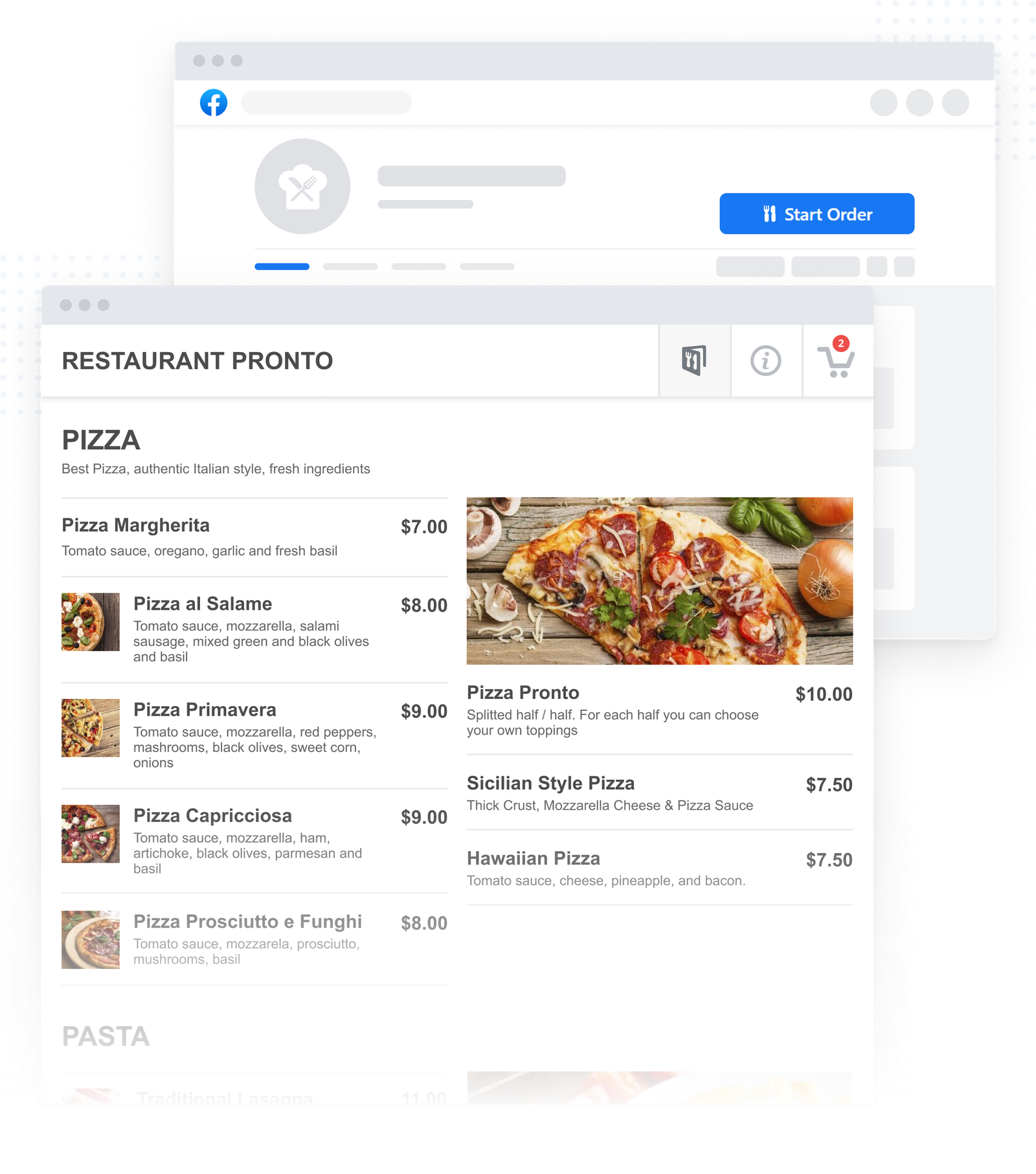 Sistema de pedidos no Facebook para restaurantes